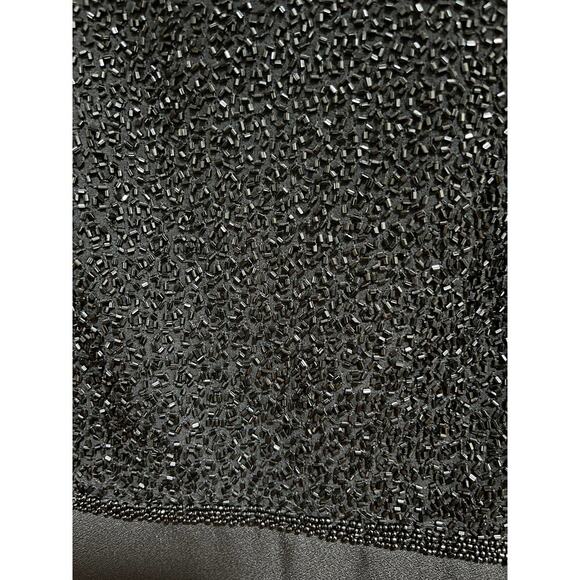 Vintage Cache Black Silk Beaded Cocktail Formal Dress 12 Fit and Flare Modest - Picture 3 of 10